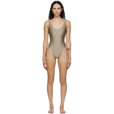 Shop Jade Swim Taupe Contour One-piece Swimsuit In Taupe Sheen