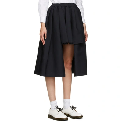 Shop Comme Des Garçons Comme Des Garçons Navy Short Front Midi Skirt In 2 Navy