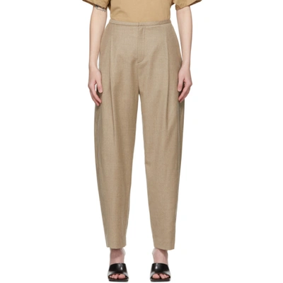 Shop Totême Beige Wool Flannel Trousers In 817 Beige