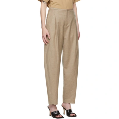 Shop Totême Beige Wool Flannel Trousers In 817 Beige