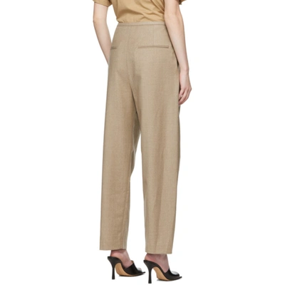 Shop Totême Beige Wool Flannel Trousers In 817 Beige