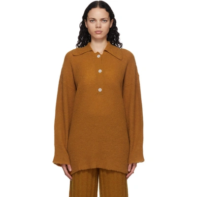 Shop Rus Tan Alpaca Fuku Long Sleeve Polo In Curry