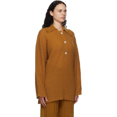 Shop Rus Tan Alpaca Fuku Long Sleeve Polo In Curry