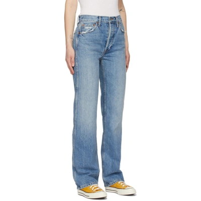 Shop Re/done Blue 90s High-rise Loose Jeans In Worn Blue