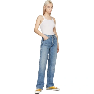 Shop Re/done Blue 90s High-rise Loose Jeans In Worn Blue