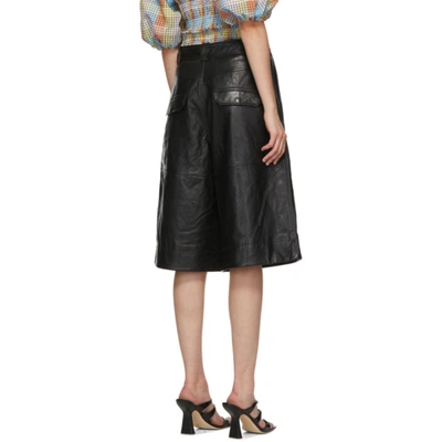 Shop Ganni Black Leather Shorts In 099 Black