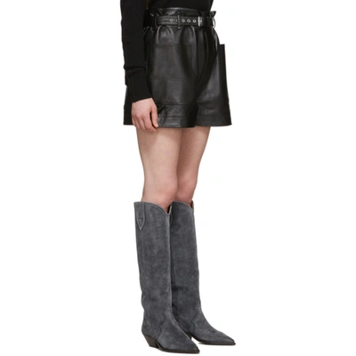 Shop Isabel Marant Black Leather Xike Shorts In 01bk Black