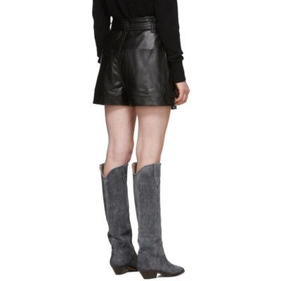 Shop Isabel Marant Black Leather Xike Shorts In 01bk Black