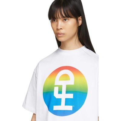 Shop Honey Fucking Dijon White Large Rainbow Logo T-shirt In 2 White