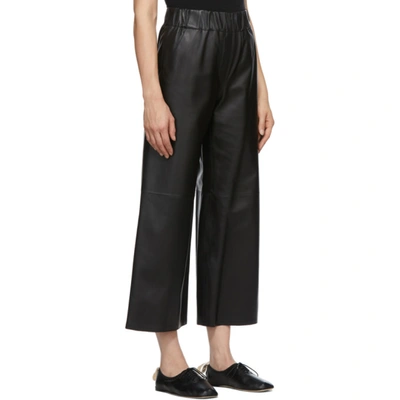 Shop Loewe Black Lambskin Cropped Trousers In 1100 Black