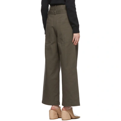 Shop Tibi Khaki Gabardine Stella Trousers In Green Grey