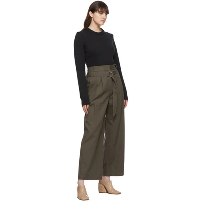 Shop Tibi Khaki Gabardine Stella Trousers In Green Grey