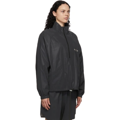 Shop Essentials Black Nylon Track Jacket In Blackreflec