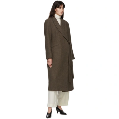 Shop Le17septembre Brown Side Belted Long Coat