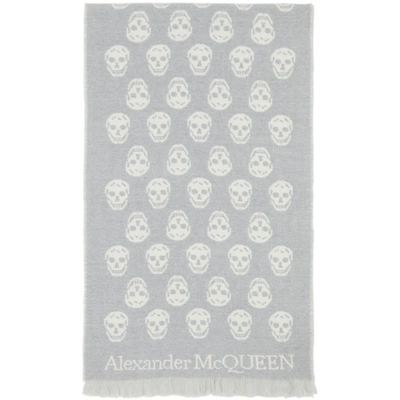 Shop Alexander Mcqueen Grey & White Skull Scarf In 1778 Zinc/i