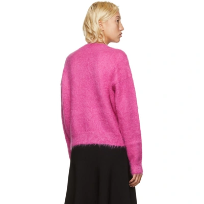 Shop Valentino Pink Fluffy Mohair Vlogo Sweater In 62v Shockin