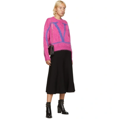 Shop Valentino Pink Fluffy Mohair Vlogo Sweater In 62v Shockin