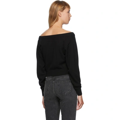 Shop Alexander Wang Black Draped Neck Pullover Sweater In 001 Black
