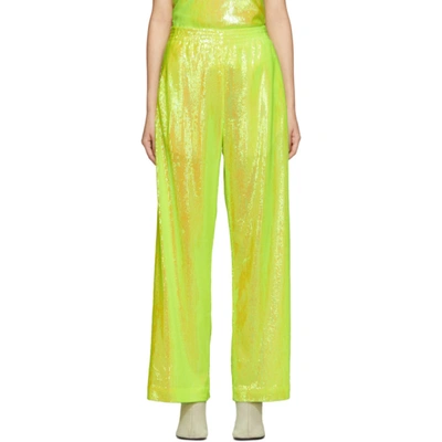 Shop Mm6 Maison Margiela Yellow Sequin Flare Lounge Pants In 172 Yellow
