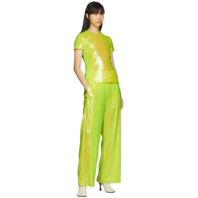 Shop Mm6 Maison Margiela Yellow Sequin Flare Lounge Pants In 172 Yellow