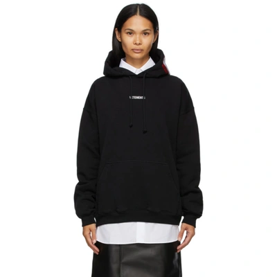 Shop Vetements Black Logo Patch Hoodie