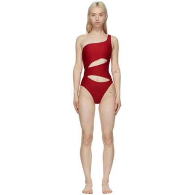 Shop Solid & Striped Red 'the Louise' One-piece In Chili