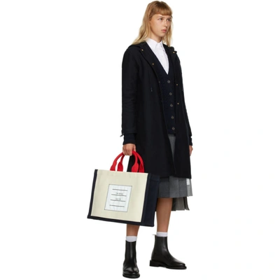 Shop Thom Browne Navy Double-faced Tech Twill 4-bar Hooded Parka In 415 Navy