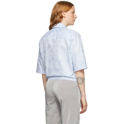 Shop Off-white Blue Waves Knot Baseball Shirt In Ltblue/wht
