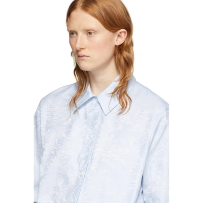 Shop Off-white Blue Waves Knot Baseball Shirt In Ltblue/wht