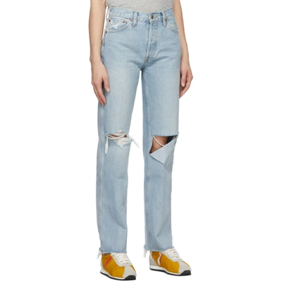 Shop Re/done Blue Distressed 90s High Rise Loose Jeans In Breezyindig