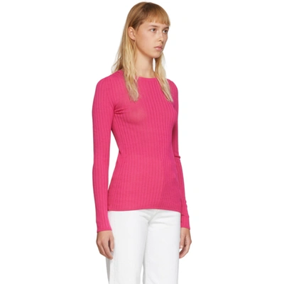 Shop Ami Alexandre Mattiussi Pink Fitted Crewneck Sweater In 618 Fuschia