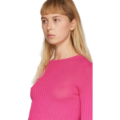 Shop Ami Alexandre Mattiussi Pink Fitted Crewneck Sweater In 618 Fuschia