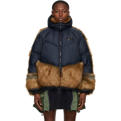 Shop Nike Navy Sacai Edition Down Ngr Parka In 475 Dark Ob