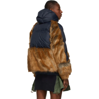 + Sacai Nrg Oversized Hooded Faux Fur And Quilted Shell Down Jacket In Blue