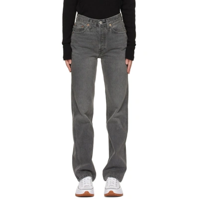 Shop Re/done Grey 90s High Rise Loose Jeans In Grey Ash