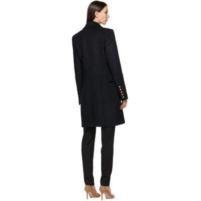 Shop Balmain Black Wool Double-breasted Coat In 0pa Black
