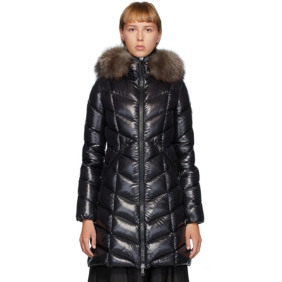 Shop Moncler Black Down Fulmarus Coat In 999 Black