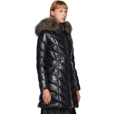 Shop Moncler Black Down Fulmarus Coat In 999 Black