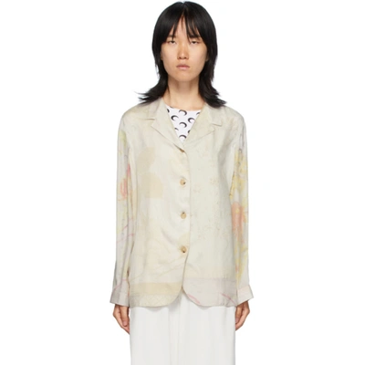 Shop Marine Serre Multicolor Silk Regenerated Lounge Shirt In 1 Broken Wh