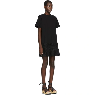Shop See By Chloé See By Chloe Black Pleated Hem T-shirt Dress In 001 Black