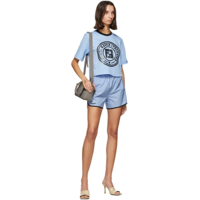 Shop Fendi Blue Eco Popeline Shorts In F1b64 Piano