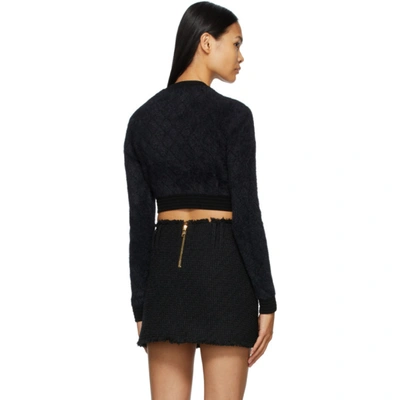 Shop Balmain Black Knit Crop Top Sweater In 0pa Noir