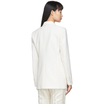 Shop Saint Laurent White Wool Double-breasted Blazer In 9601 White