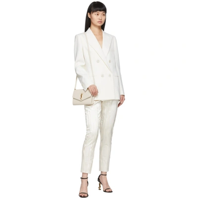 Shop Saint Laurent White Wool Double-breasted Blazer In 9601 White