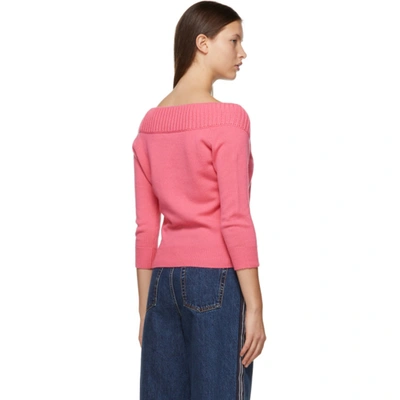 Shop Alexander Mcqueen Pink Cashmere Off-the-shoulder Cardigan In 5060 Fuchsi