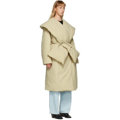 Shop Amomento Beige Down Detachable Muffler Puffer Coat In Olive