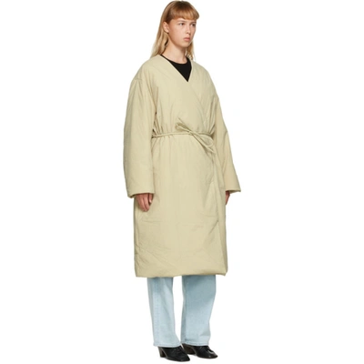 Shop Amomento Beige Down Detachable Muffler Puffer Coat In Olive