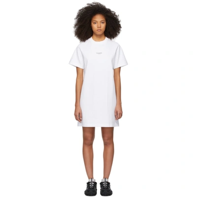 Shop Acne Studios White Reverse Logo T-shirt Dress In Optic White