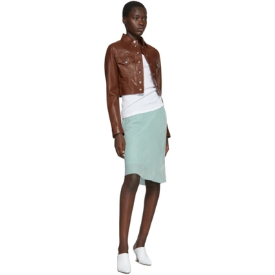 Shop Helmut Lang Blue Silk Velvet Slip Skirt In Foam