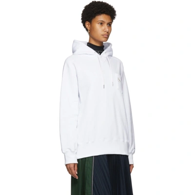 Shop Sacai White S Embroidery Hoodie In 101 White
